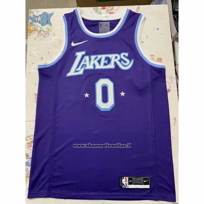 Maglia Los Angeles Lakers Russell Westbrook #0 Citta 2021-22 Viola